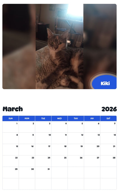 November 2025 - October 2026 Kiki - Pawidols Pet Calendar