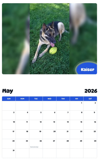 2026 - 2027 Kaiser - Pawidols Pet Calendar