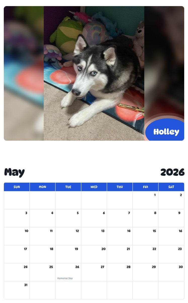 2026 - 2027 Holley - Pawidols Pet Calendar