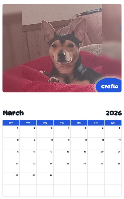 November 2025 - October 2026 Creflo - Pawidols Pet Calendar