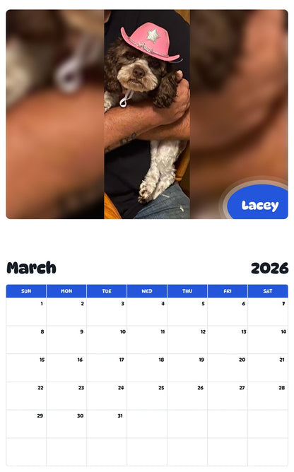 November 2025 - October 2026 Lacey - Pawidols Pet Calendar