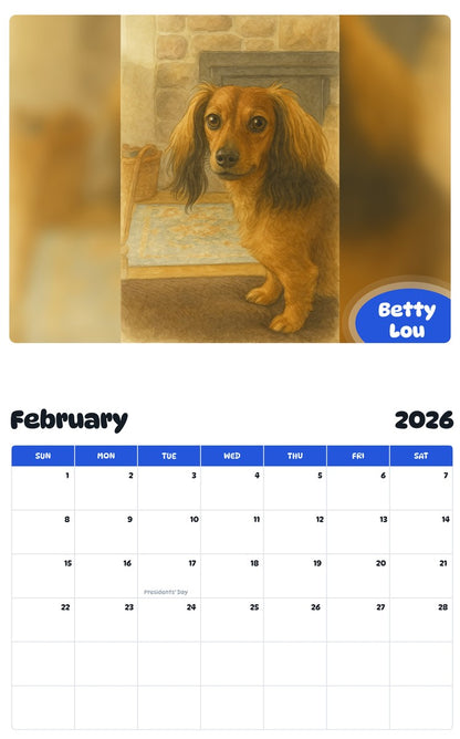 October 2025 - September 2026 Betty Lou - Pawidols Pet Calendar