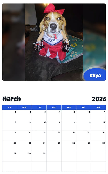 November 2025 - October 2026 Skye - Pawidols Pet Calendar