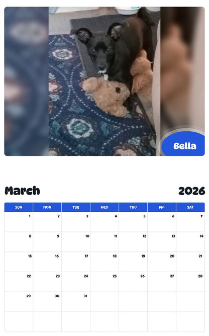 November 2025 - October 2026 Bella - Pawidols Pet Calendar