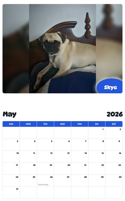 2026 - 2027 Skye - Pawidols Pet Calendar