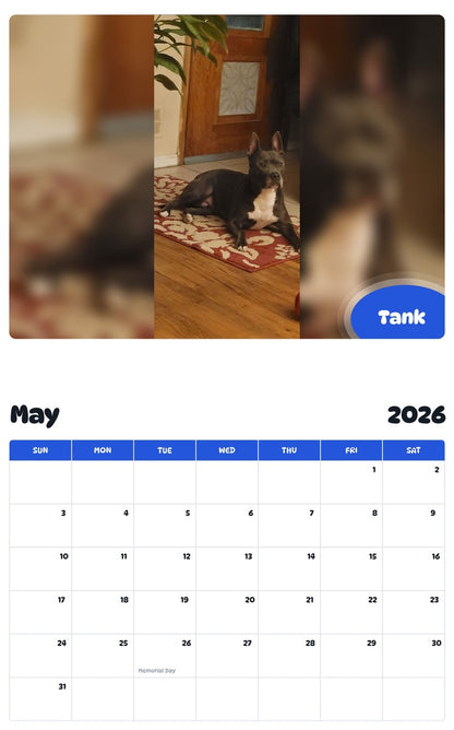 2026 - 2027 Tank - Pawidols Pet Calendar