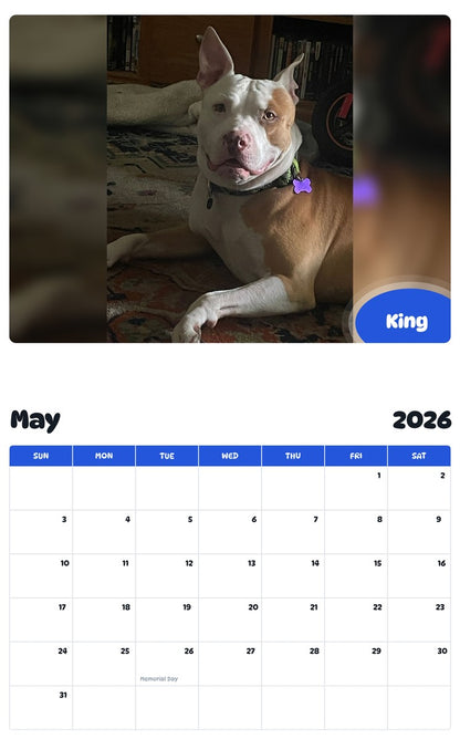 2026 - 2027 King - Pawidols Pet Calendar