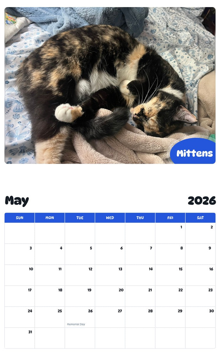 2026 - 2027 Mittens - Pawidols Pet Calendar