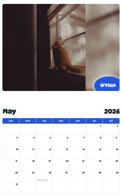 2026 - 2027 O'rion - Pawidols Pet Calendar
