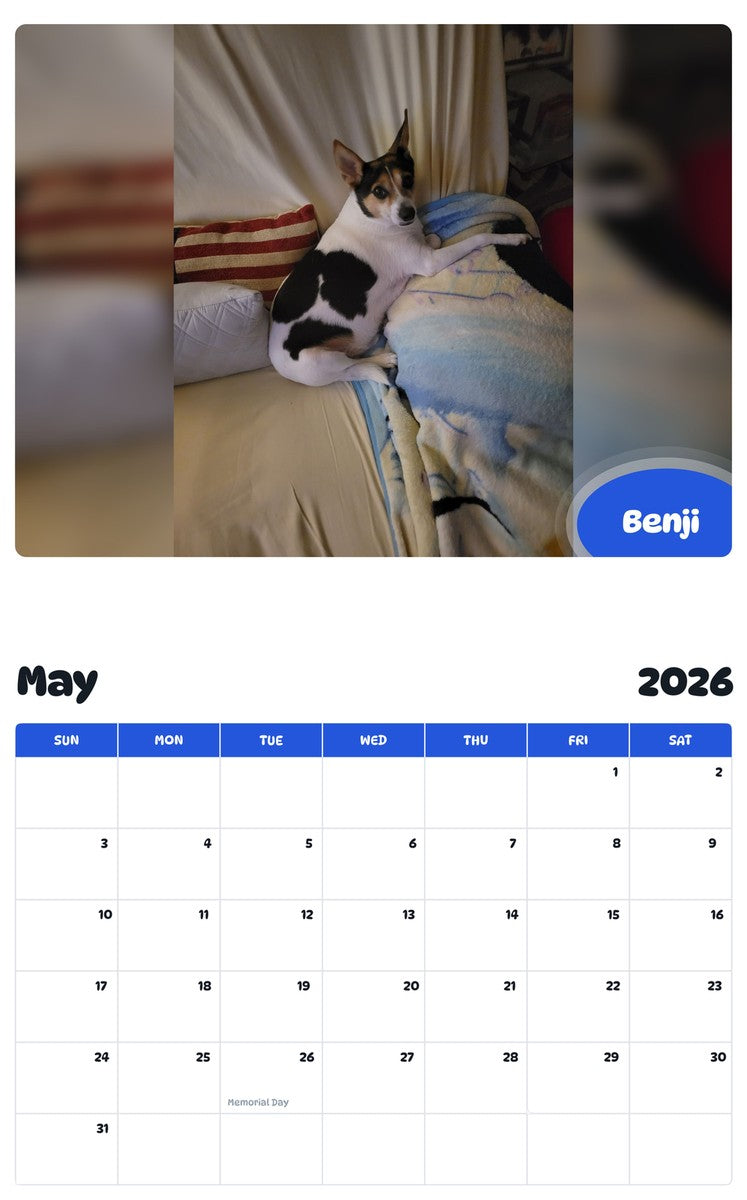 2026 - 2027 Benji - Pawidols Pet Calendar