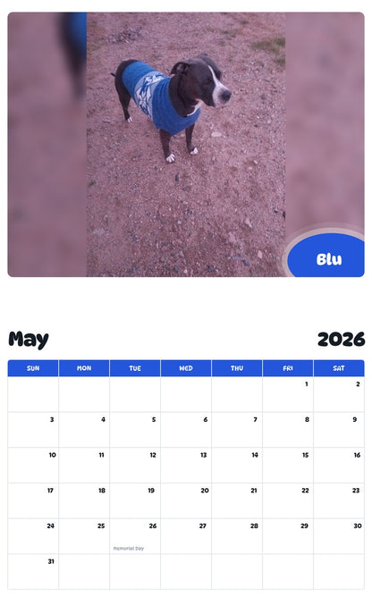 2026 - 2027 Blu - Pawidols Pet Calendar