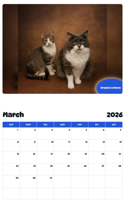 November 2025 - October 2026 Graylan & Nemo - Pawidols Pet Calendar