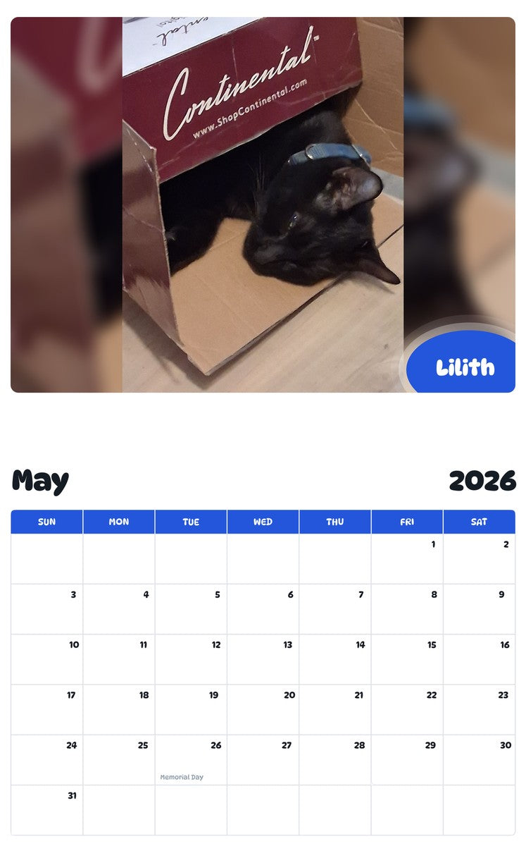 2026 - 2027 Lilith - Pawidols Pet Calendar