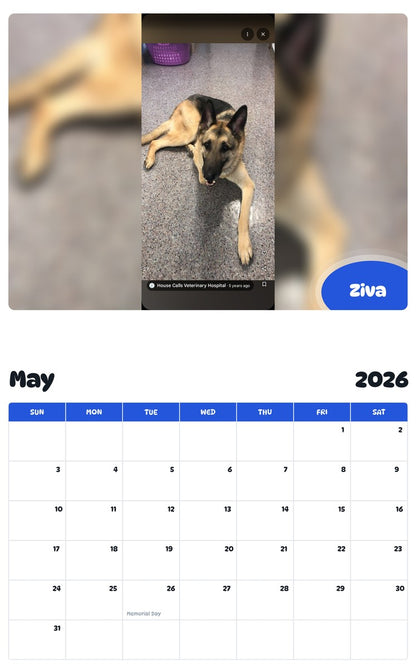 2026 - 2027 Ziva - Pawidols Pet Calendar