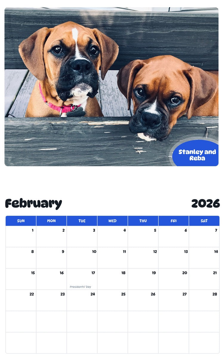 October 2025 - September 2026 Stanley and Reba - Pawidols Pet Calendar