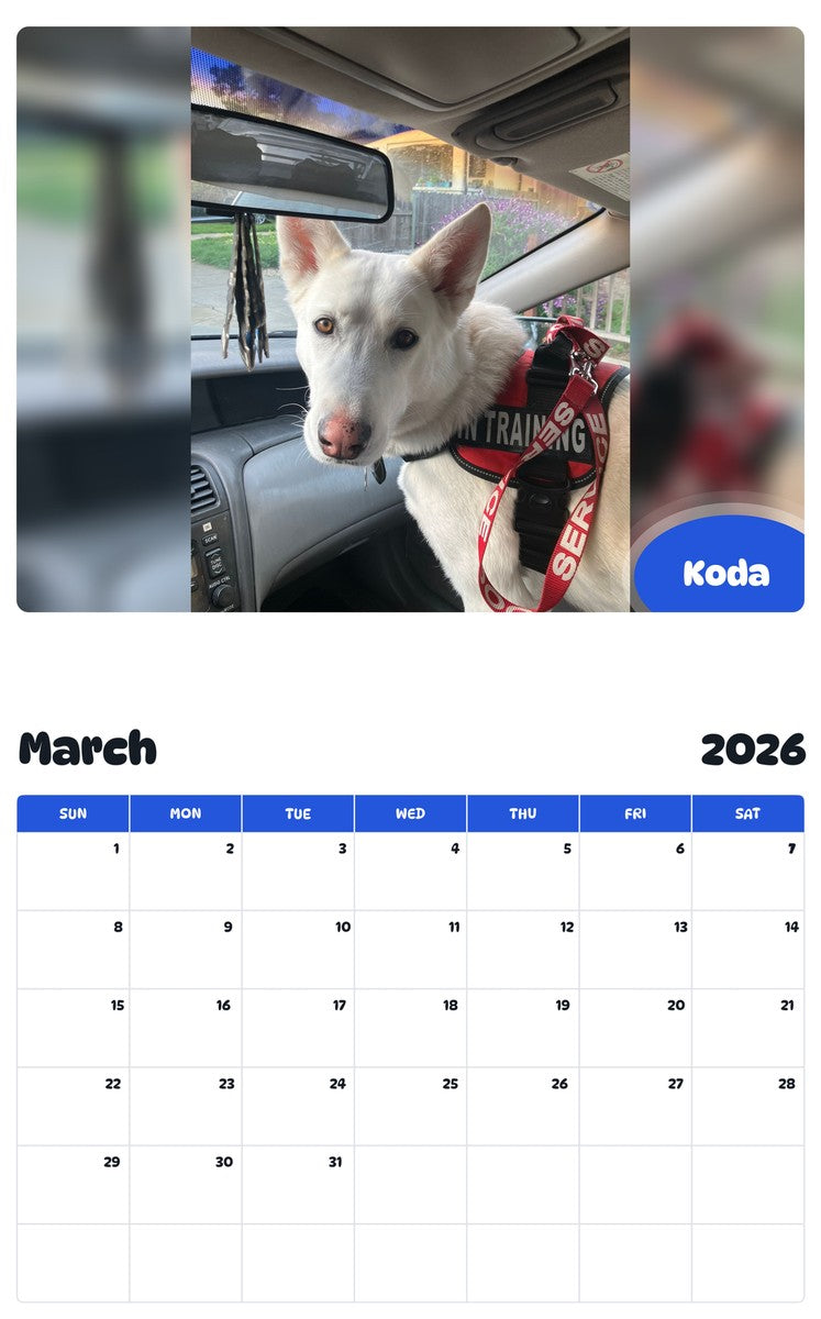 November 2025 - October 2026 Koda - Pawidols Pet Calendar