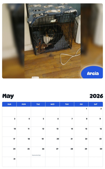 2026 - 2027 Areia - Pawidols Pet Calendar