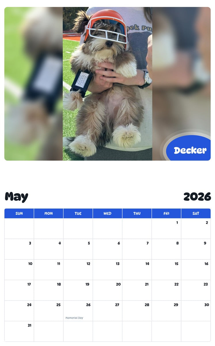 2026 - 2027 Decker - Pawidols Pet Calendar