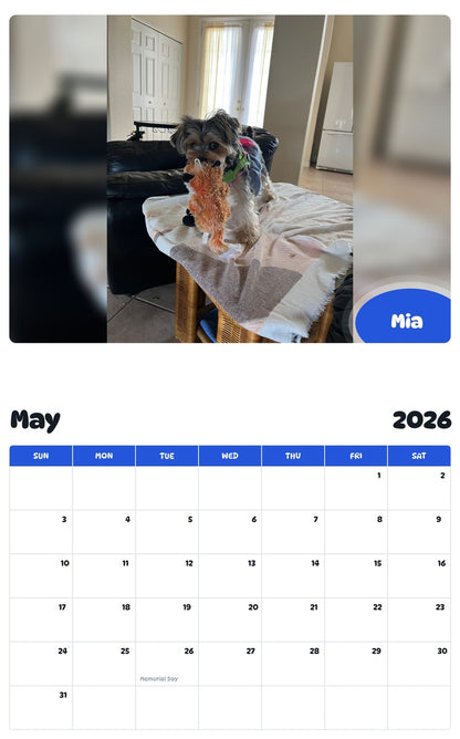 2026 - 2027 Mia - Pawidols Pet Calendar