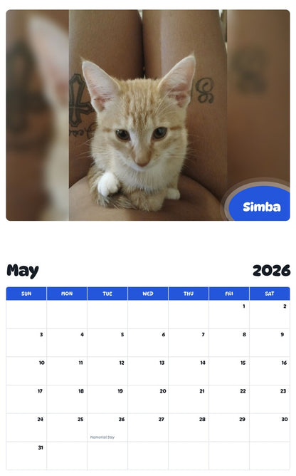 2026 - 2027 Simba - Pawidols Pet Calendar