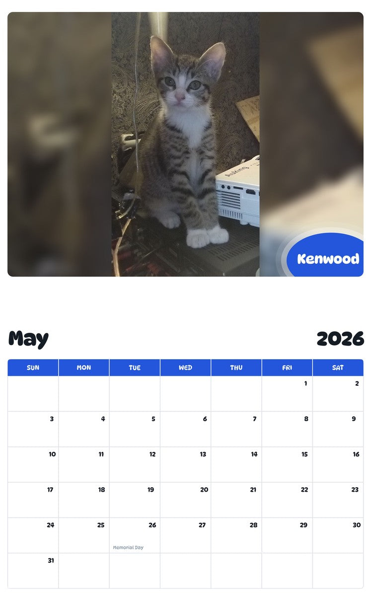 2026 - 2027 Kenwood - Pawidols Pet Calendar