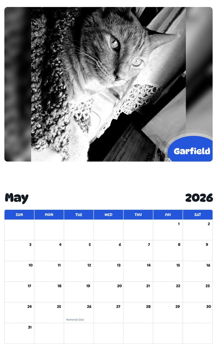 2026 - 2027 Garfield - Pawidols Pet Calendar