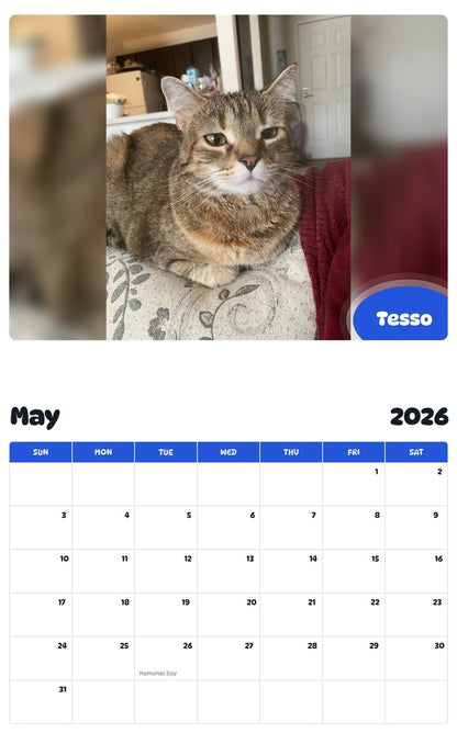2026 - 2027 Tesso - Pawidols Pet Calendar