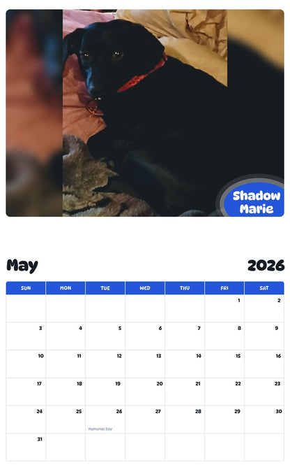 2026 - 2027 Shadow Marie - Pawidols Pet Calendar