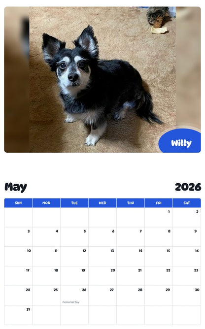 2026 - 2027 Willy - Pawidols Pet Calendar
