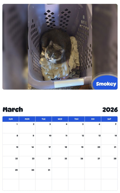 November 2025 - October 2026 Smokey - Pawidols Pet Calendar