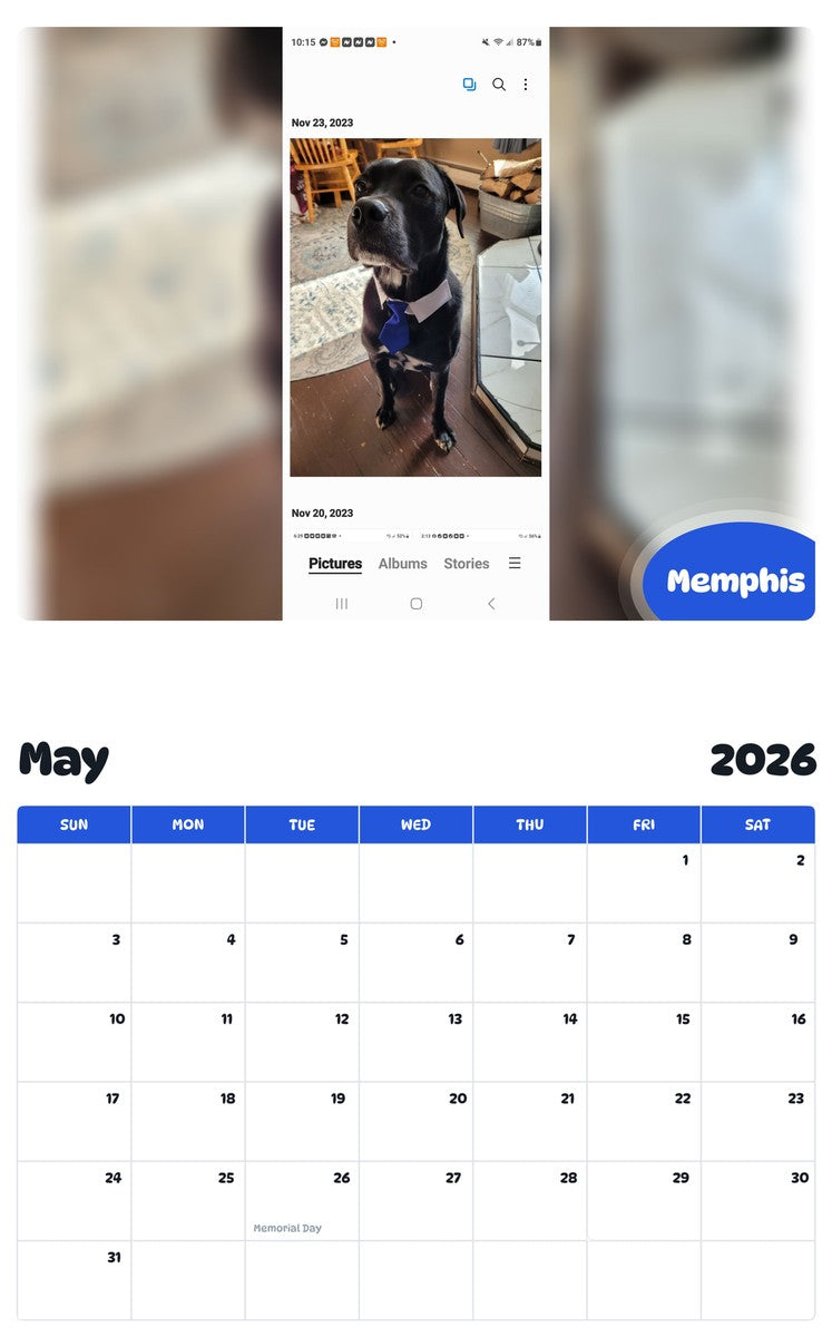 2026 - 2027 Memphis - Pawidols Pet Calendar