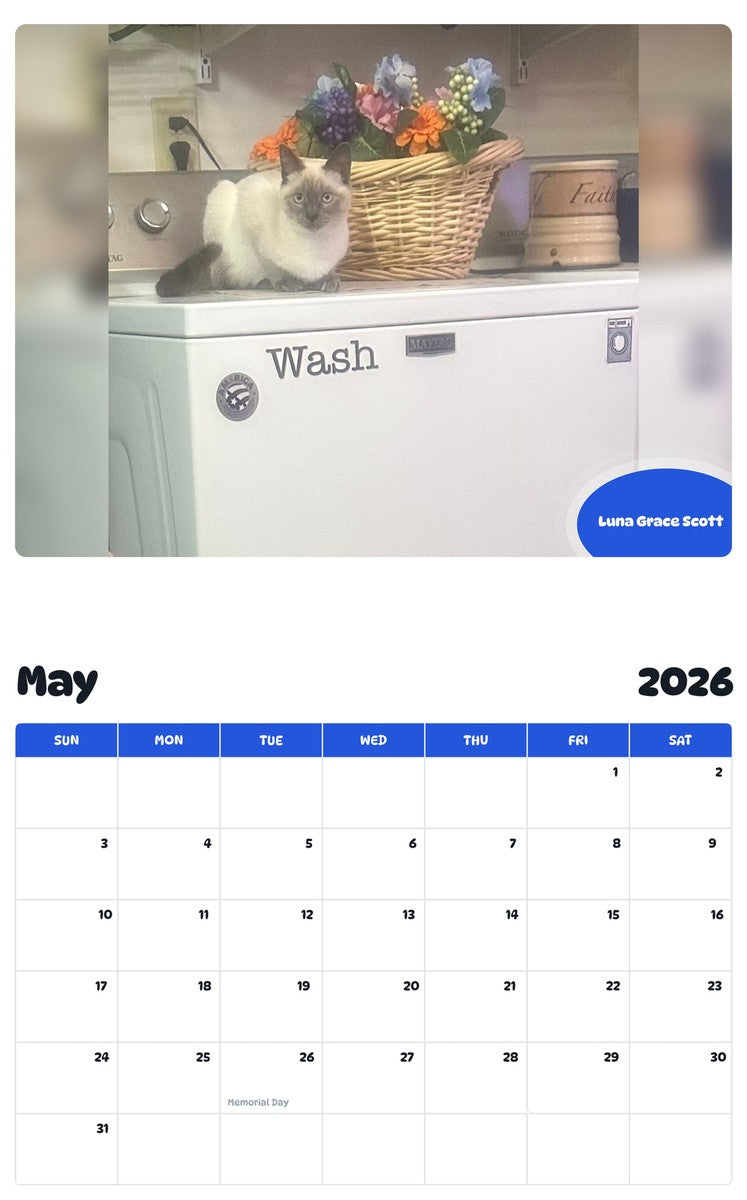 2026 - 2027 Luna Grace Scott - Pawidols Pet Calendar