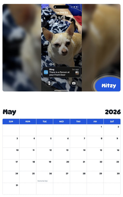 2026 - 2027 Mitzy - Pawidols Pet Calendar