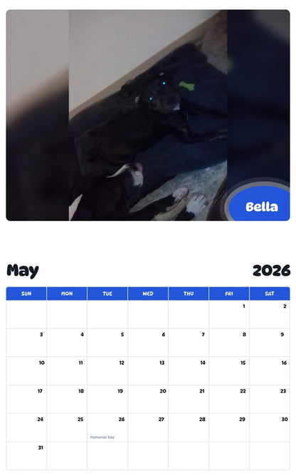 2026 - 2027 Bella - Pawidols Pet Calendar
