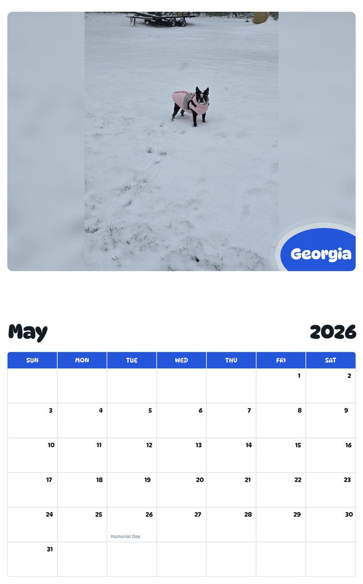 2026 - 2027 Georgia - Pawidols Pet Calendar