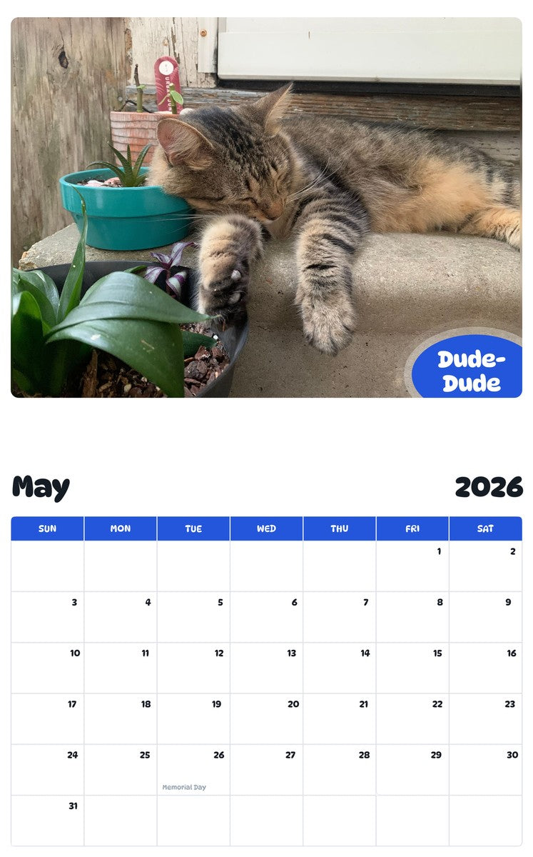 2026 - 2027 Dude-Dude - Pawidols Pet Calendar