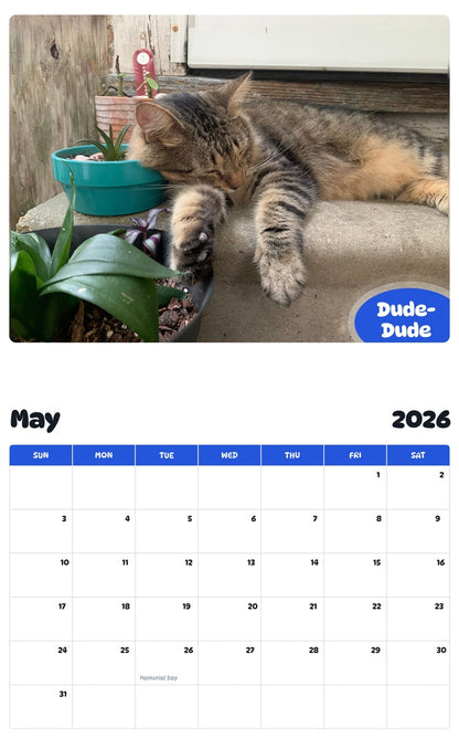 2026 - 2027 Dude-Dude - Pawidols Pet Calendar