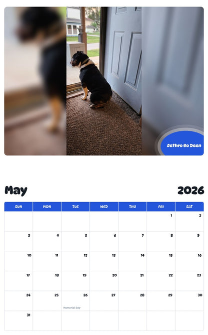 2026 - 2027 Jethro Bo Deen - Pawidols Pet Calendar