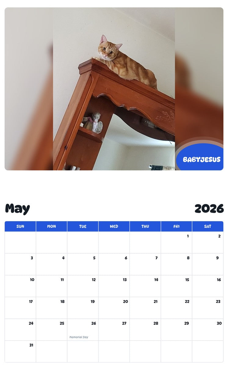 2026 - 2027 BABYJESUS - Pawidols Pet Calendar