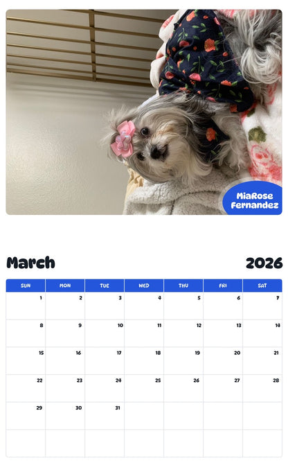 November 2025 - October 2026 MiaRose Fernandez - Pawidols Pet Calendar