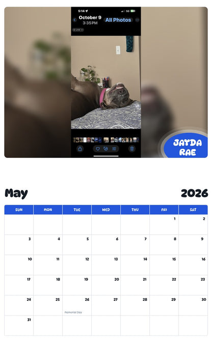 2026 - 2027 JAYDA RAE - Pawidols Pet Calendar