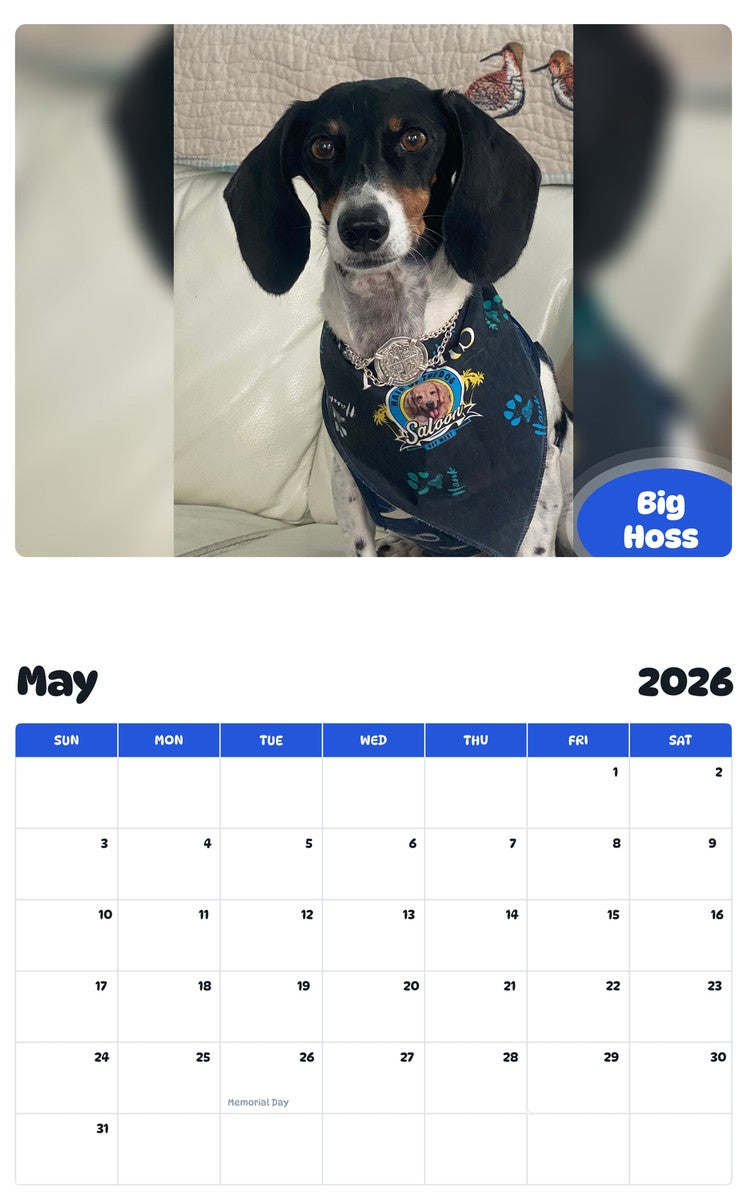 2026 - 2027 Big Hoss - Pawidols Pet Calendar