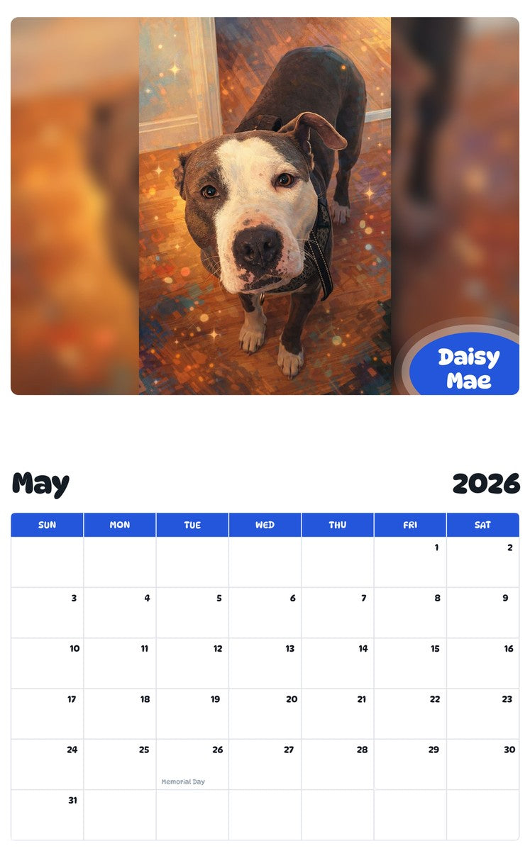 2026 - 2027 Daisy Mae - Pawidols Pet Calendar