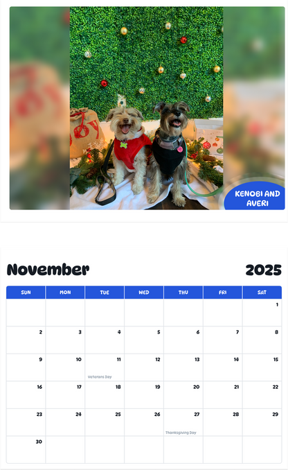 July 2025 - June 2026 Kenobi and Averi - Pawidols Pet Calendar