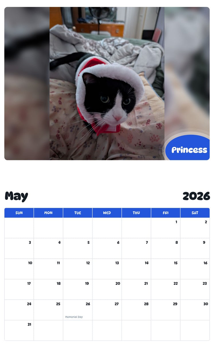 2026 - 2027 Princess - Pawidols Pet Calendar