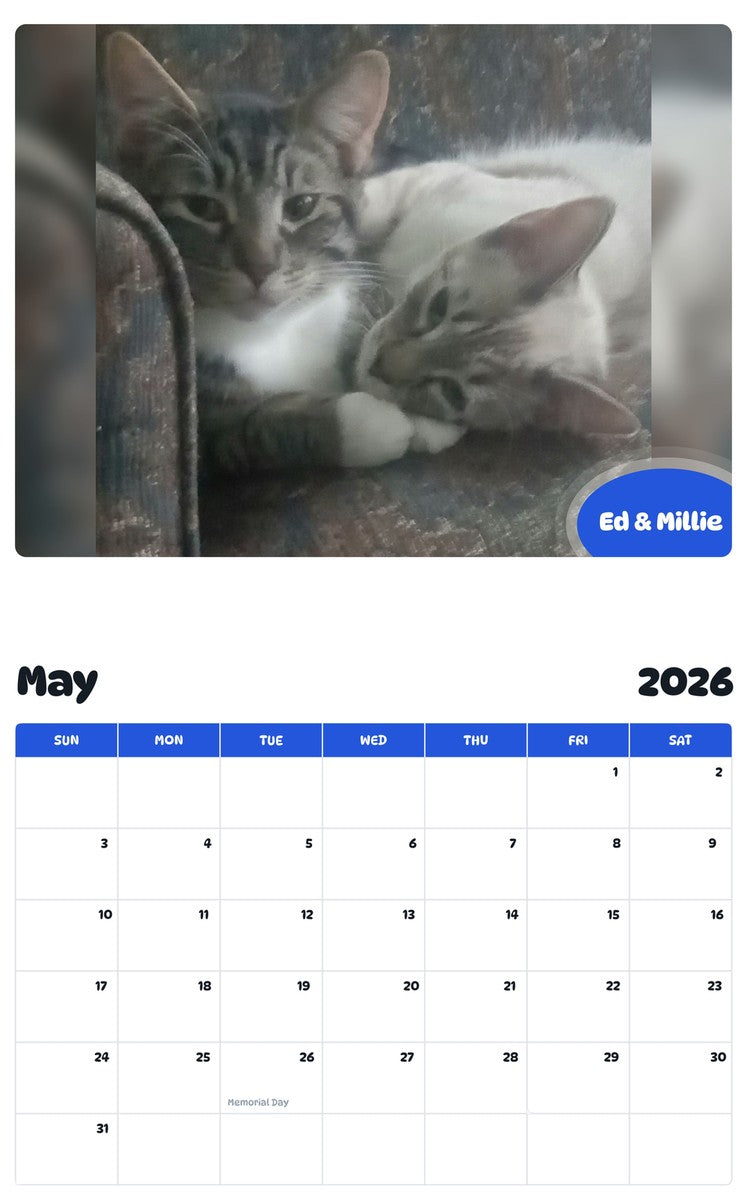 2026 - 2027 Ed & Millie - Pawidols Pet Calendar