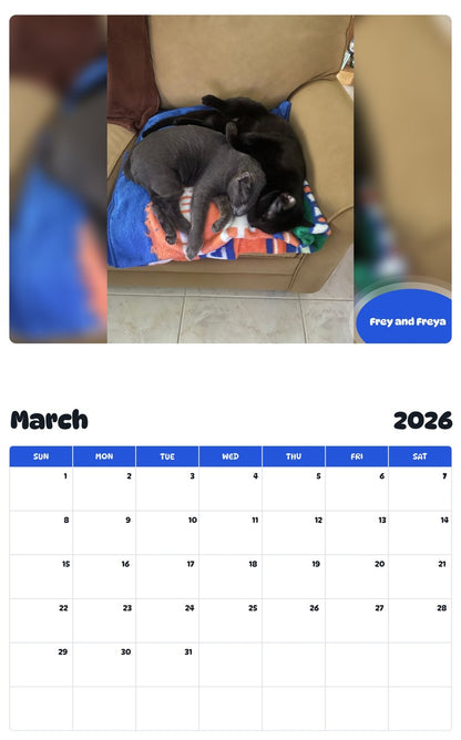 November 2025 - October 2026 Frey and Freya - Pawidols Pet Calendar