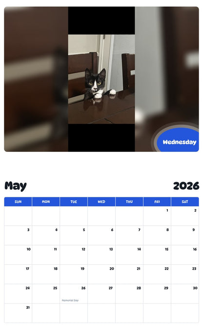 2026 - 2027 Wednesday - Pawidols Pet Calendar