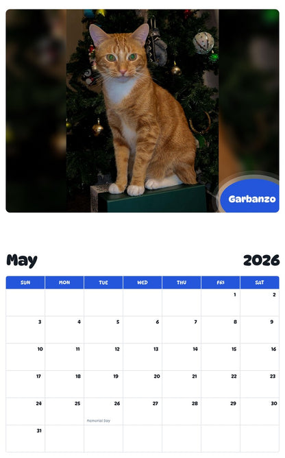 2026 - 2027 Garbanzo - Pawidols Pet Calendar