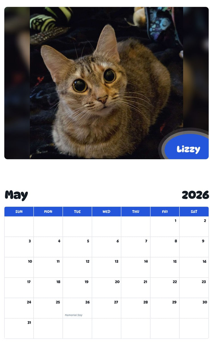 2026 - 2027 Lizzy - Pawidols Pet Calendar